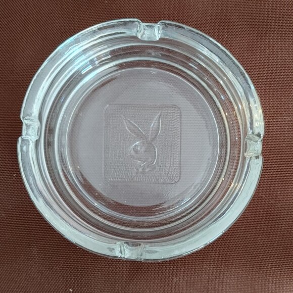 Vintage Playboy Club Clear Glass Cigarette Ashtray w/Embossed Bunny Logo - Picture 3 of 5